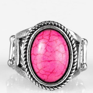 pink crackled stone ring